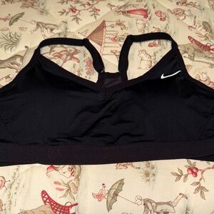 Nike Women's Black Sports Bra with White Swoosh